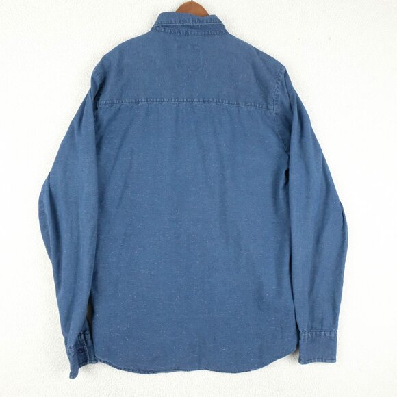 RVLT Shirt Mens Extra Large Blue Button Down Long Sleeve Casual Retro Please se - Picture 4 of 8